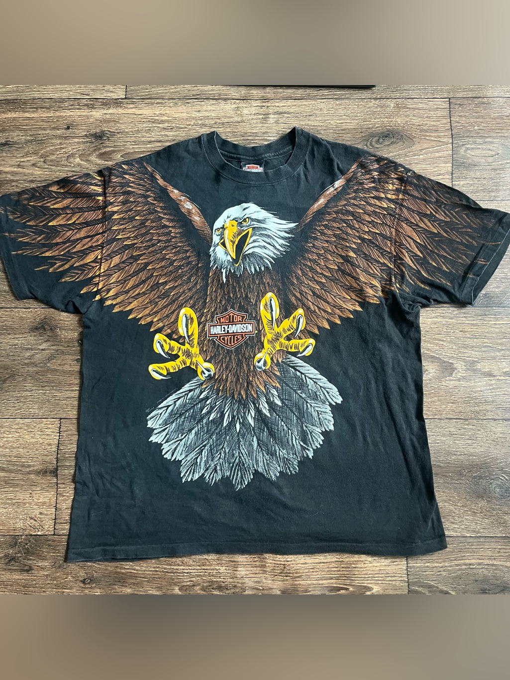 Vintage Harley Davidson 1993 Screaming Eagle Large Aop Riding Biker T Shirt Xl